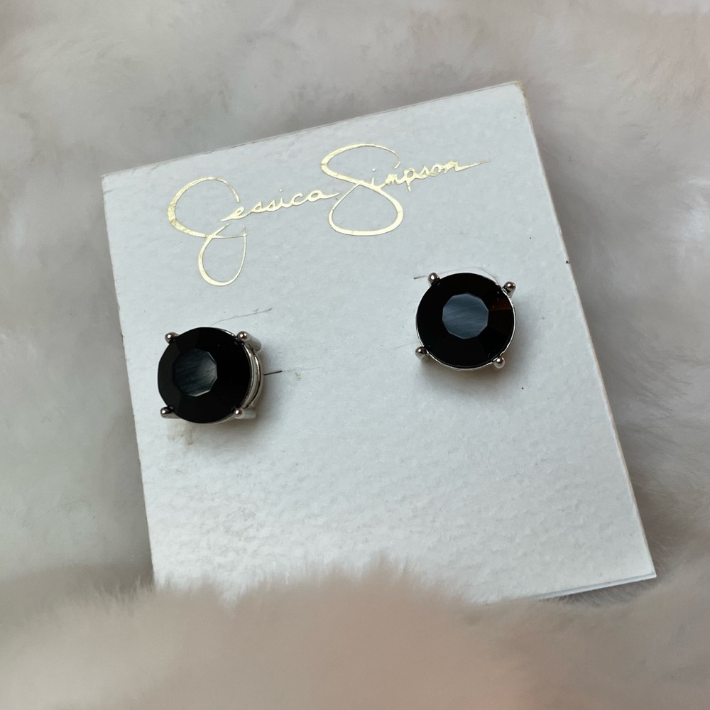 Jessica Simpson Black and Silver Stud Earrings